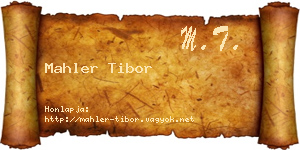 Mahler Tibor névjegykártya